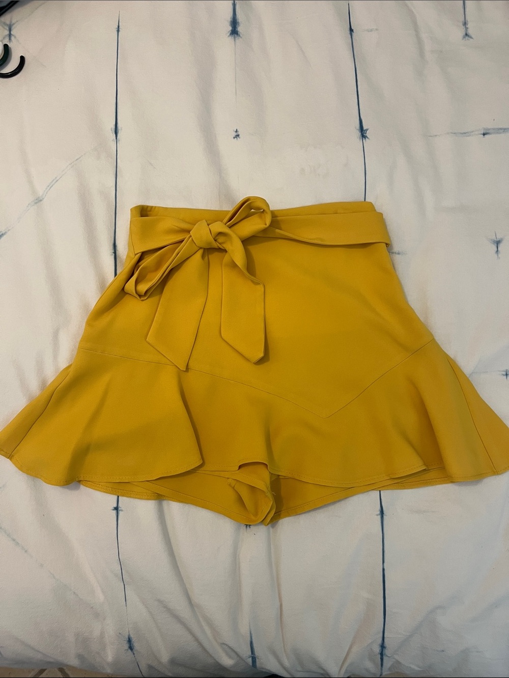 Zara Mustard Tie-Waist Ruffle Skort